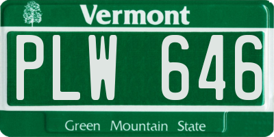 VT license plate PLW646
