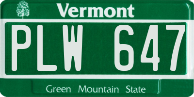 VT license plate PLW647