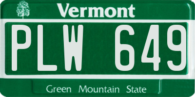 VT license plate PLW649