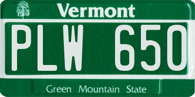 VT license plate PLW650