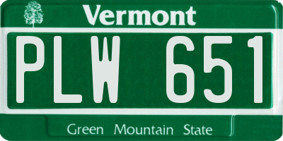 VT license plate PLW651