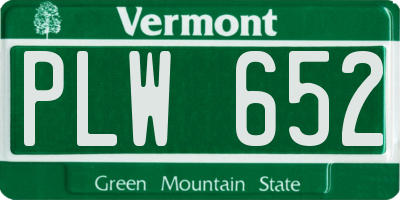 VT license plate PLW652