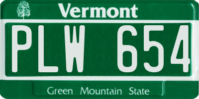 VT license plate PLW654