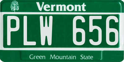 VT license plate PLW656