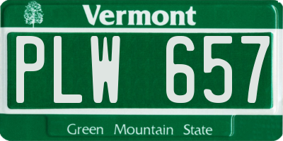VT license plate PLW657