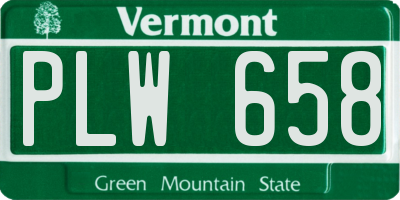 VT license plate PLW658
