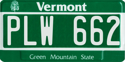VT license plate PLW662