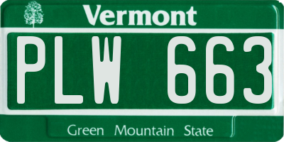 VT license plate PLW663