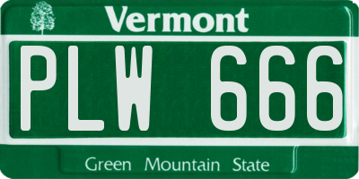 VT license plate PLW666
