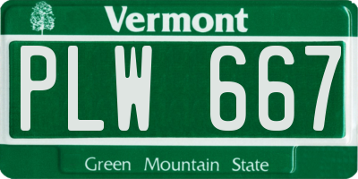VT license plate PLW667