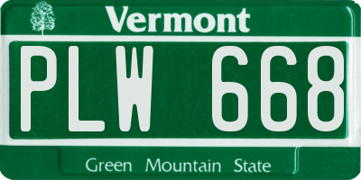 VT license plate PLW668