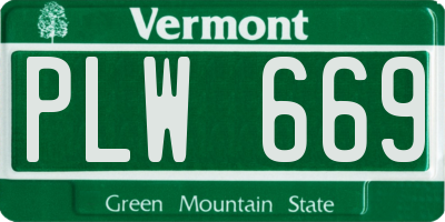 VT license plate PLW669