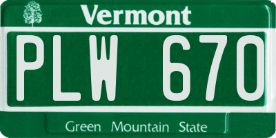 VT license plate PLW670