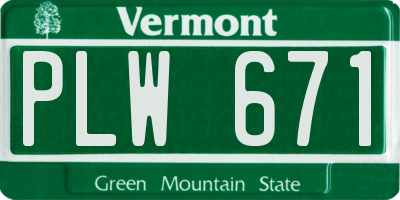 VT license plate PLW671