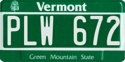 VT license plate PLW672