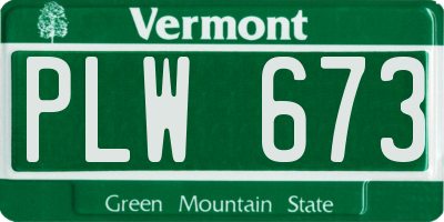 VT license plate PLW673