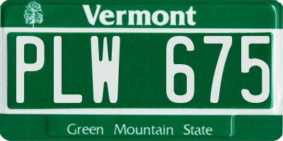 VT license plate PLW675