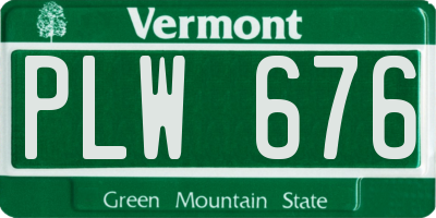 VT license plate PLW676