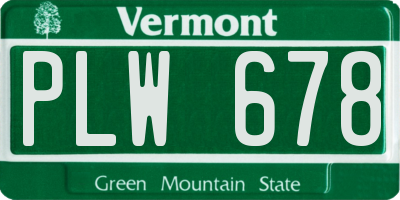 VT license plate PLW678