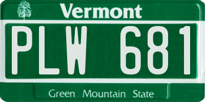 VT license plate PLW681