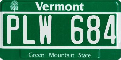 VT license plate PLW684