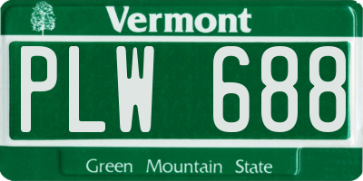 VT license plate PLW688