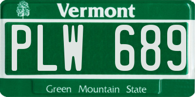 VT license plate PLW689