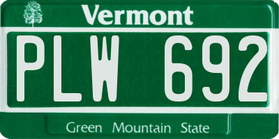 VT license plate PLW692