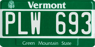 VT license plate PLW693
