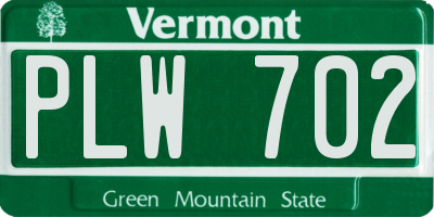 VT license plate PLW702