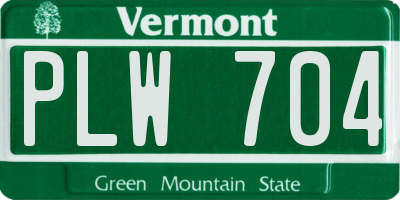 VT license plate PLW704