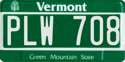 VT license plate PLW708