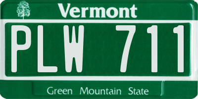 VT license plate PLW711