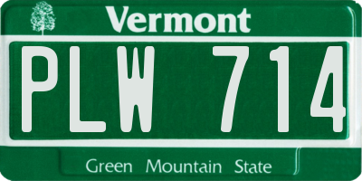 VT license plate PLW714