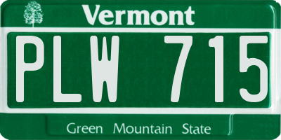 VT license plate PLW715