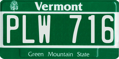 VT license plate PLW716