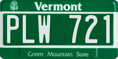VT license plate PLW721