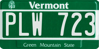 VT license plate PLW723