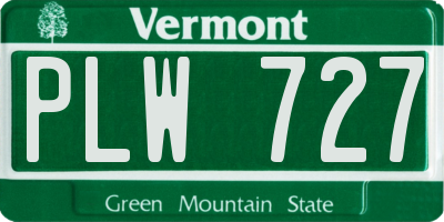 VT license plate PLW727