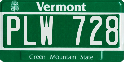 VT license plate PLW728
