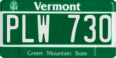 VT license plate PLW730