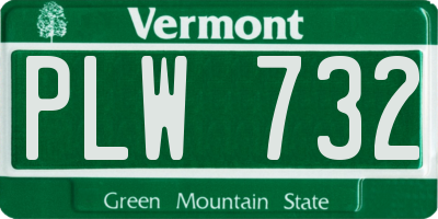 VT license plate PLW732