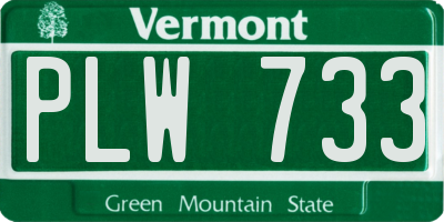VT license plate PLW733