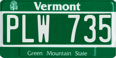 VT license plate PLW735