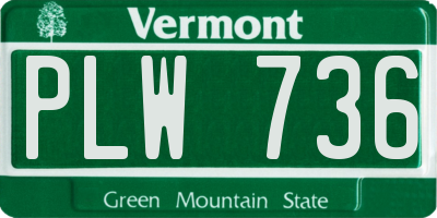 VT license plate PLW736