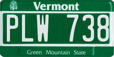 VT license plate PLW738