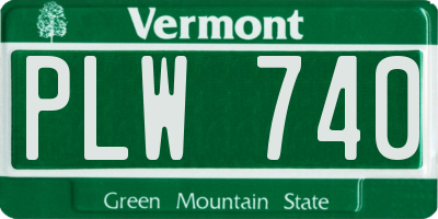 VT license plate PLW740