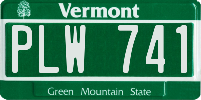 VT license plate PLW741