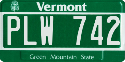 VT license plate PLW742