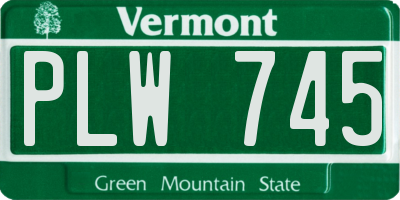 VT license plate PLW745